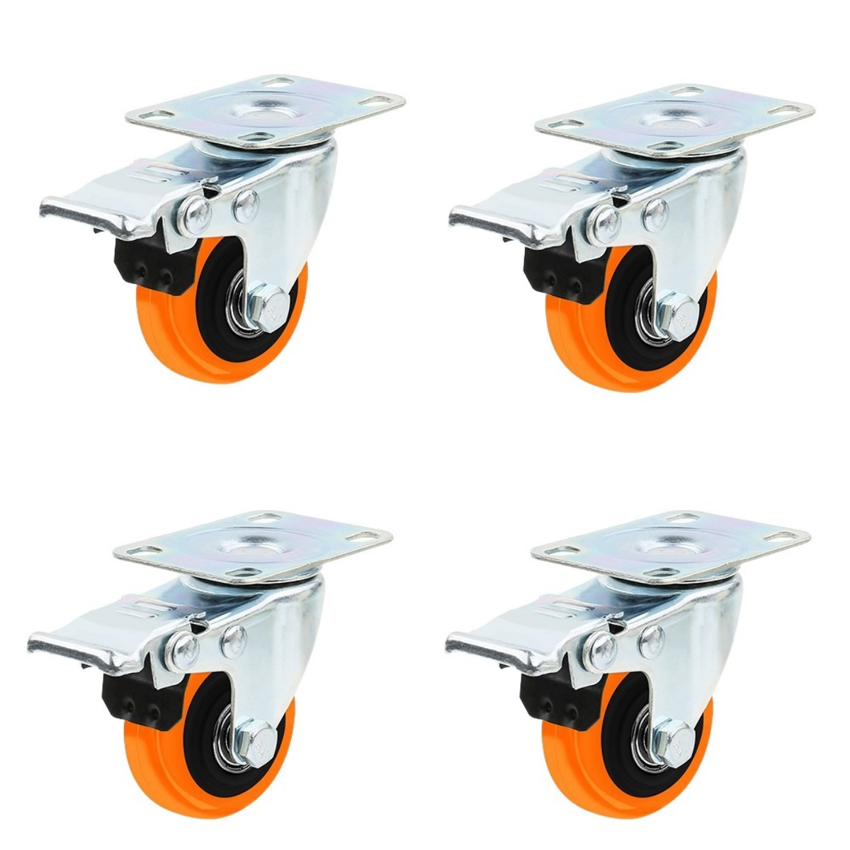 Ruedas De Poliuretano De 50 Mm Con Doble Bloqueo,hasta 400 Kg, Giratorias 360 Grados,muebles Y Equipos (paquete De 4)