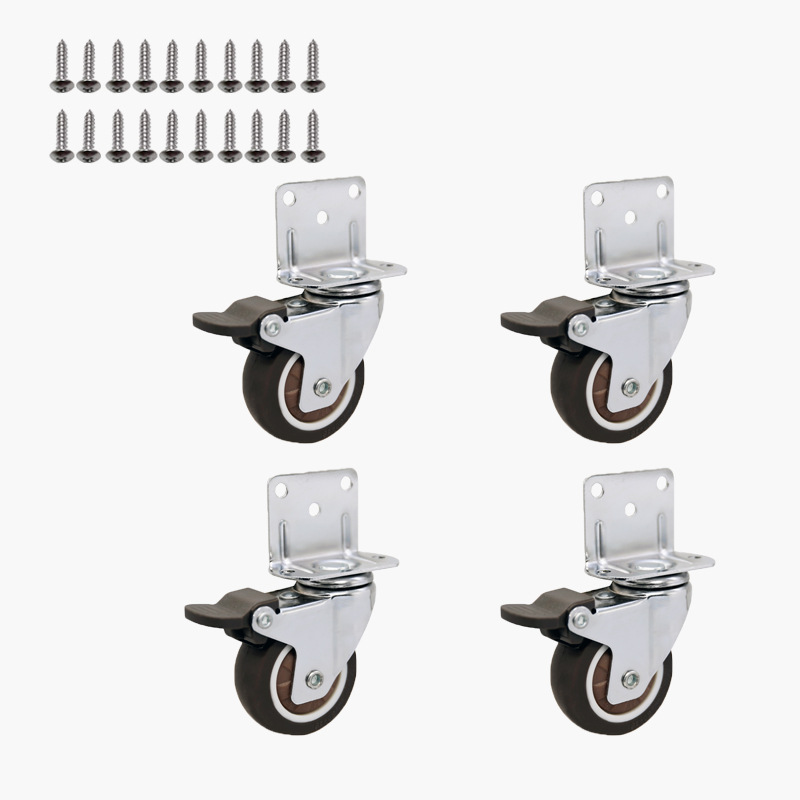 Ruedas Para Muebles De 50 Mm Con 4 Frenos,de Montaje En L, Resistentes Hasta 100 Kg, De Goma,estanterías Y Cajas De Juguetes. Juego De 4.