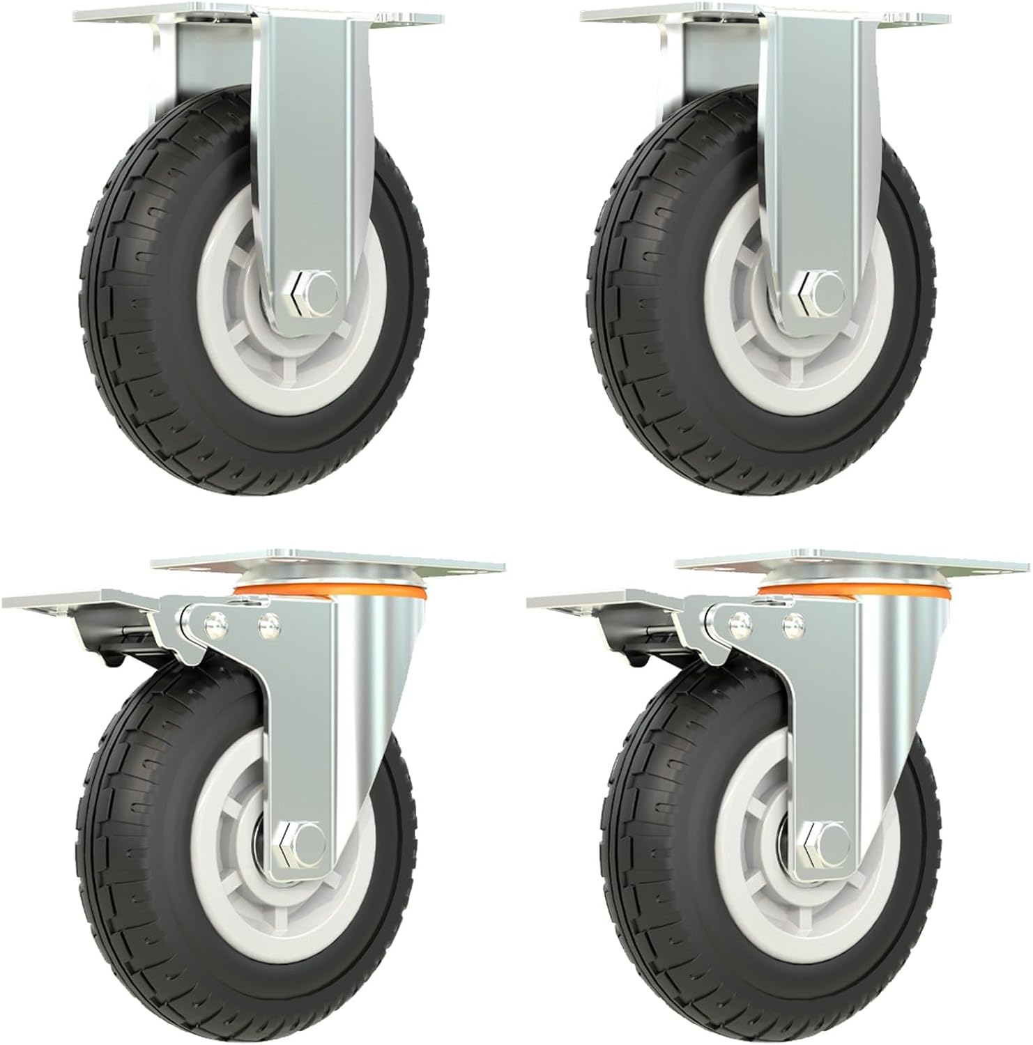 Roulettes Pour Meubles - 4x Roulette Charge Lourde Exterieur - Roue Chariot Avec Frein Et Tête Pivotante - Roulettes Pivotantes 75mm