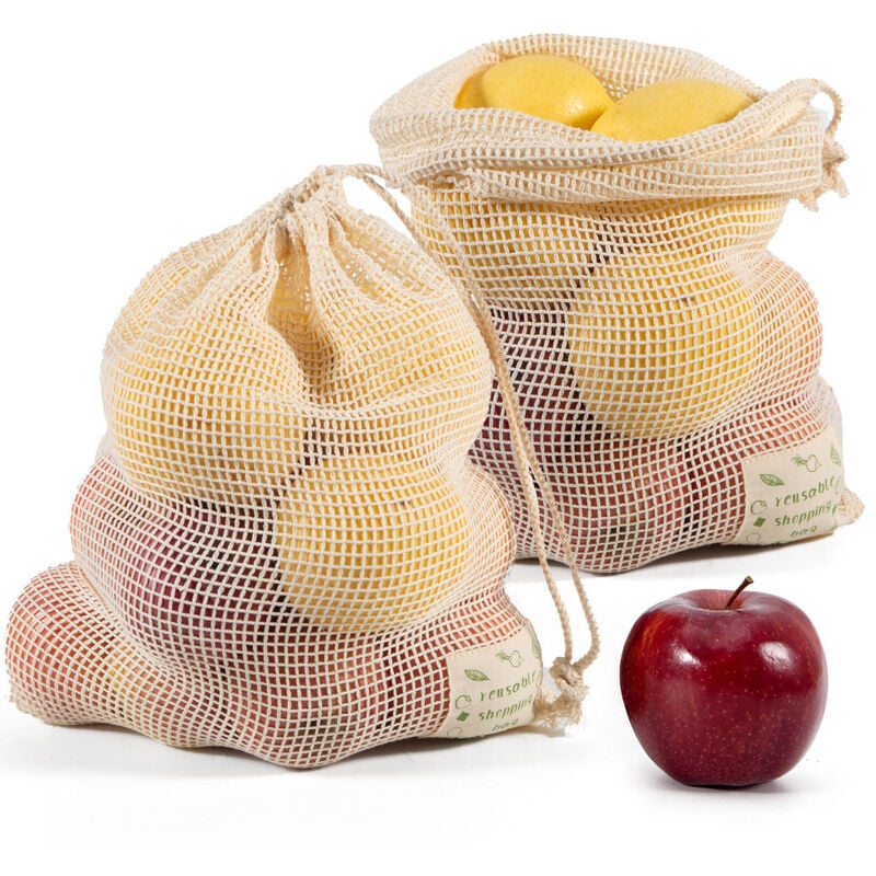 Sac A Fruits Et Legumes Réutilisable - Sacs Reutilisables - Sac Filet - Sachet Legume Reutilisable Lin - Sac En Coton Courses - Sac À Vrac Coton Bio Set De 6 ( Large, Medium，petit)