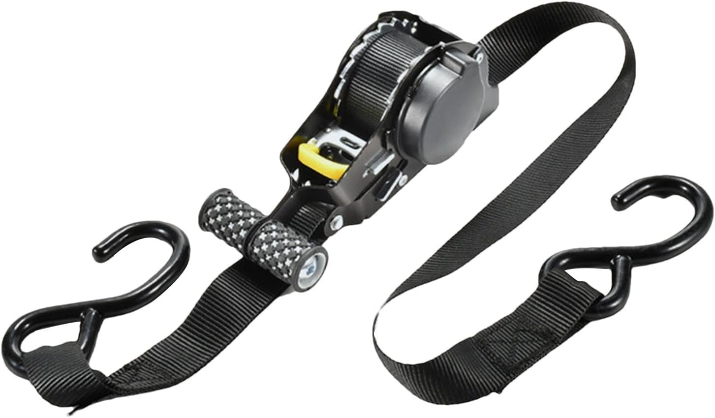 Sangle À Cliquet Rétractable – Sangle D'Arrimage Rétractable Automatique Pour Charges Lourdes, Remorques, Voitures, Motos – Capacité 680 Kg, 330 X 17 Cm