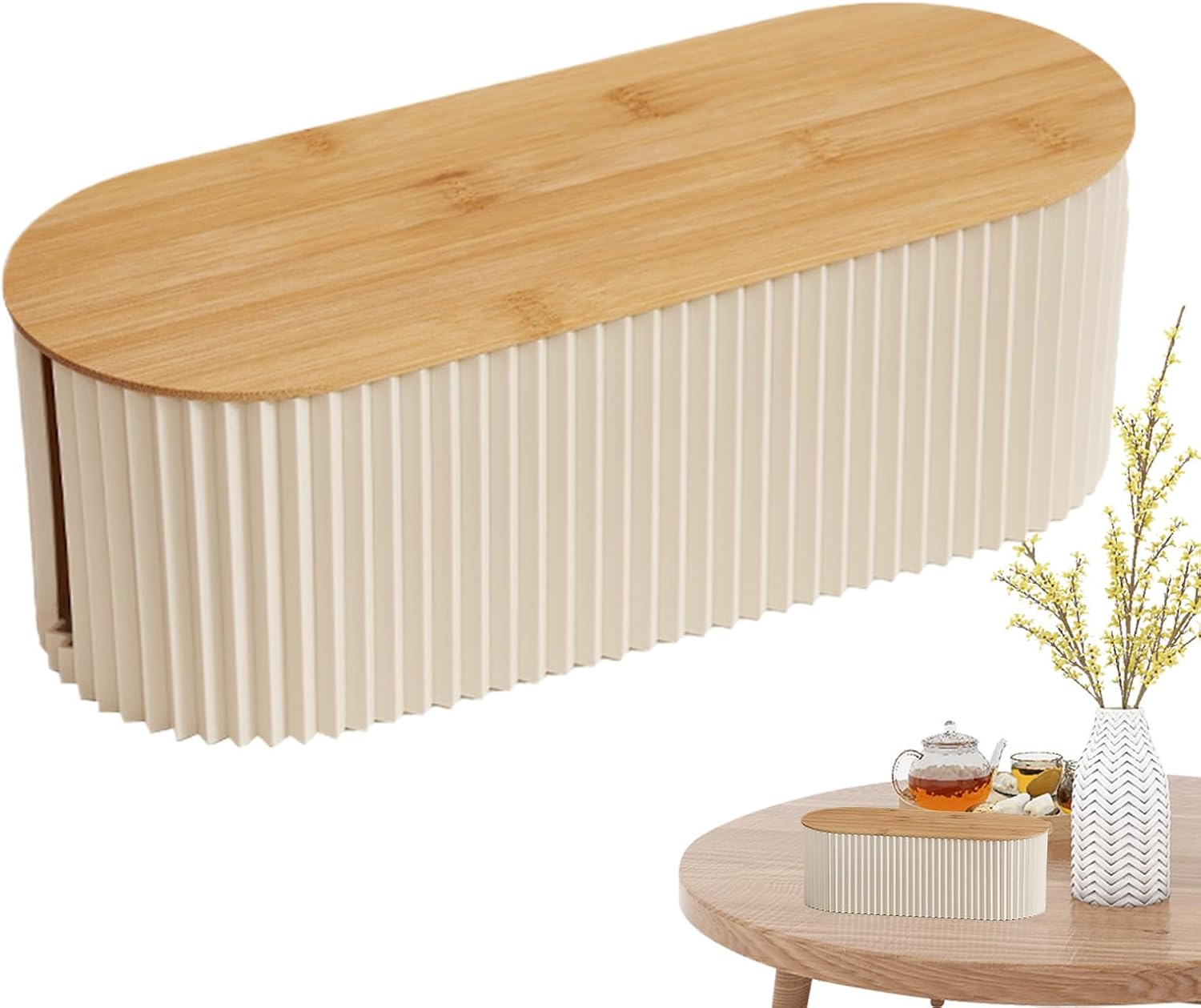 Murman Boîtes Multiprise, Boite Rangement De Câbles Avec Couvercle En Bois, Boîtes De Prises, Cache-cordon Multifonctionnel Et Boîte De Gestion Cache-extension De Stockage De Fil Pour Bureau, Home