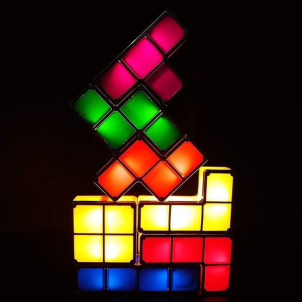 Tetris Lampa, Attoe Led Tetris Stapelbar Nattlampa 7 Färger Induktionslåsbord