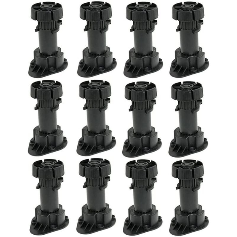 Lot De 12 Pied Réglable Pour Meuble Pieds Pour Armoire En Plastique Avec Clip Fixation Base Hauteur 120 À 150mm