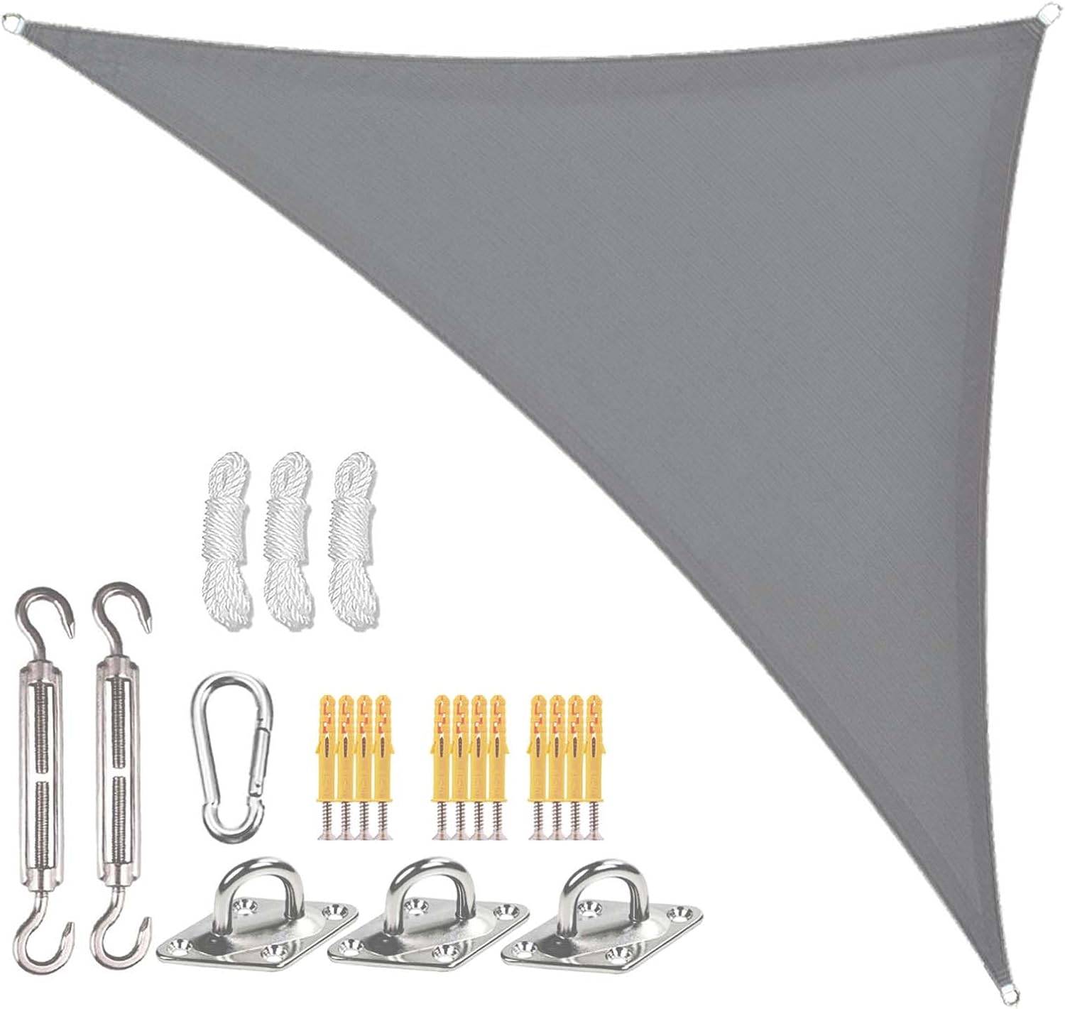 Voile D'Ombre Triangulaire 3x3x4,3m, Kit De Fixation, Polyester Pes, Imperméable, Cordes De Fixation, Protection Solaire Balcon-jardin-terrasse