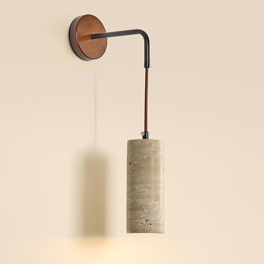 Applique Murale De Chevet En Pierre Travertin Lampe Murale Vintage Japonaise Chambre Salon Couloir Couloir Escalier Lanterne Murale Avec Veilleuse À Fil Suspendu (6,5 Cm) (6,5 Cm)