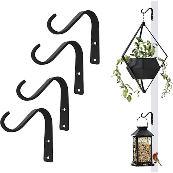Lot De 4 Crochets Décoratifs En Fonte Pour Suspendre Plantes Et Mangeoires À Oiseaux D'Extérieur, Support Mural Pour Plantes De 12,7 Cm (5 Pouces).