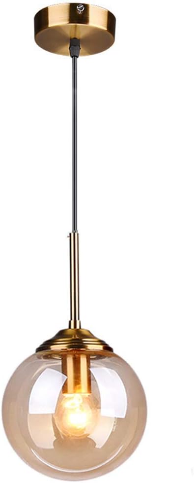 Globe Lustré En Verre Vintage, Viroles En Laiton, Ampoule E27 À Lumière Chaude, Idéal Pour Le Salon Et La Chambre (lumière Douce, Ambrée)