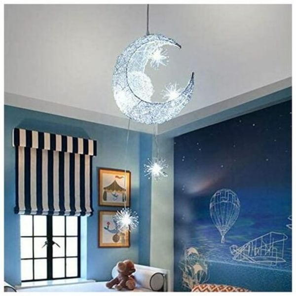 Ljuskrona Pendellampa Led Taklampa , Moon Star Fairy Creative Sovrumshängande Lampa För Barnrum Vardagsrum Hem
