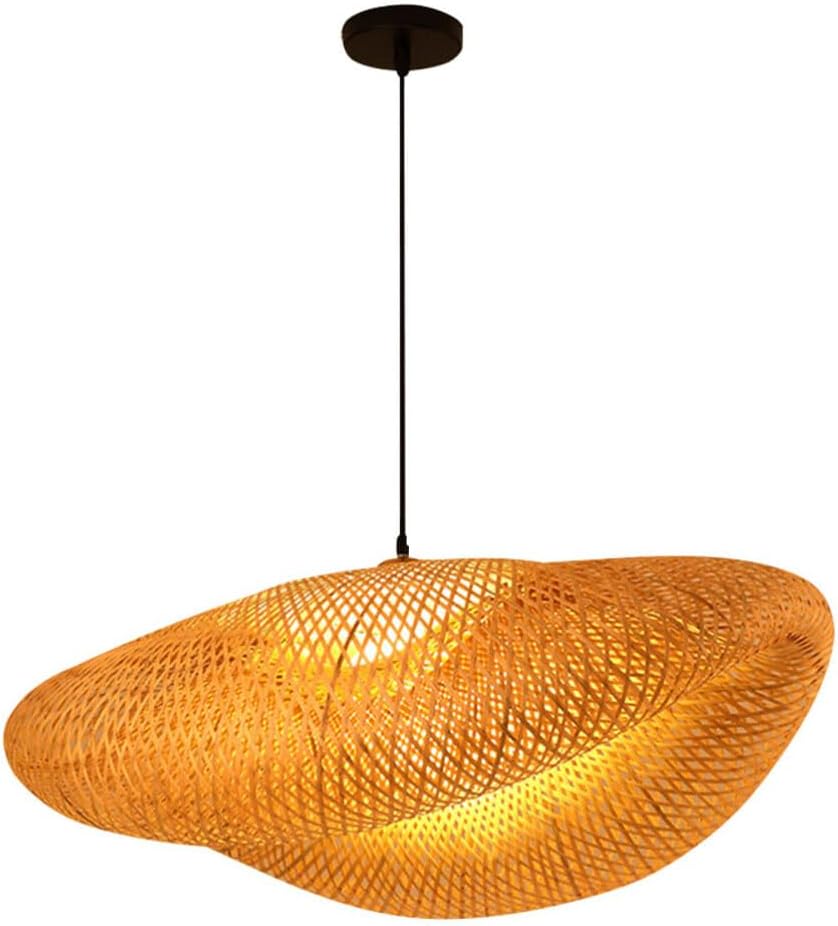 Lanterne Suspendue Antique Vintage Uonlytech, Style Lanterne Japonaise, En Bambou Tressé À La Main, Avec Abat-jour En Rotin, Idéale Pour Les Restaurants Et Salles À Manger.