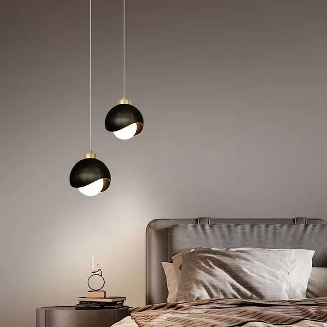 Table À Manger Éclairage Plafond Intérieur Led Pendentif Lumière Verre Abat-jour Chaîne Lustre De Luxe-noir-avec Source Lumineuse Tricolore