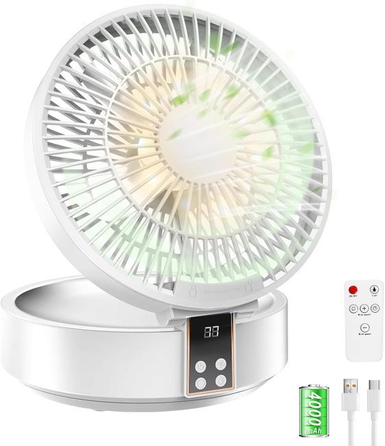 4000mah Ventilateur Silencieux Ultra Puissant, Ventilateur De Table Portable, Ventilateur De Bureau Usb Rechargeable, Batterie 120°rotative Table Fan