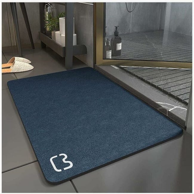 Tapis De Bain Antidérapant 60 X 90 Cm, Super Absorbant, En Terre De Diatomées, Microfibre Douce, Séchage Rapide (bleu Marine) (sku Produit : 95465458 Sku Offre : Lehuamwj1556)