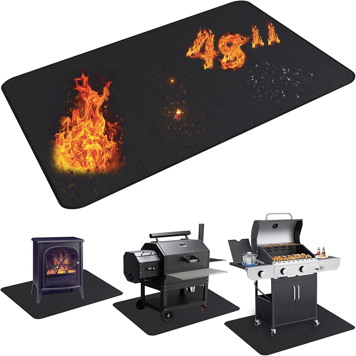 Tapis De Barbecue Ignifuge Double Face Pour Brasero D'Intérieur - 91,4 X 121,9 Cm