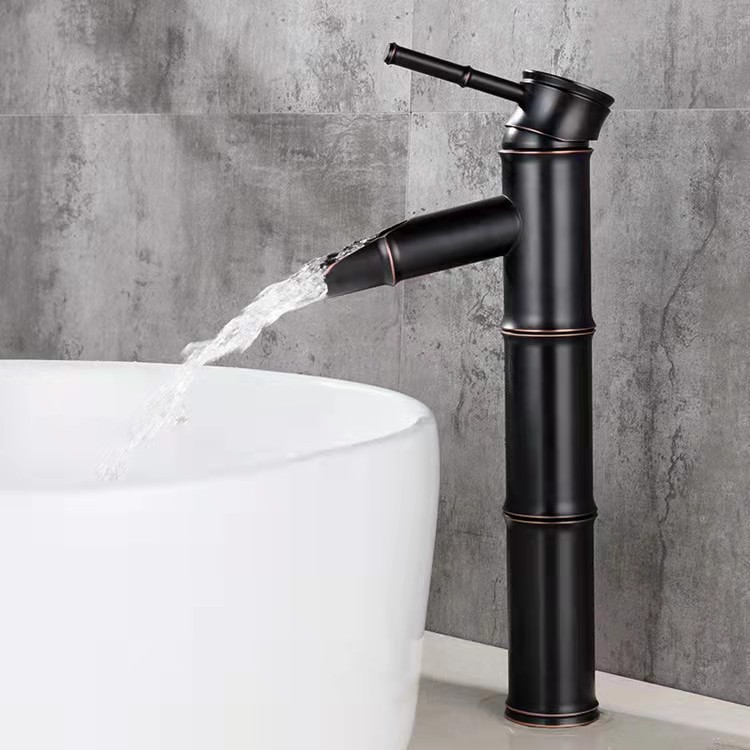 Robinet De Lavabo En Laiton Antique En Forme De Bambourobinets De Salle De Bain Robinet D'Évier En Cuivre À Poignée Unique Robinet D'Eau - C