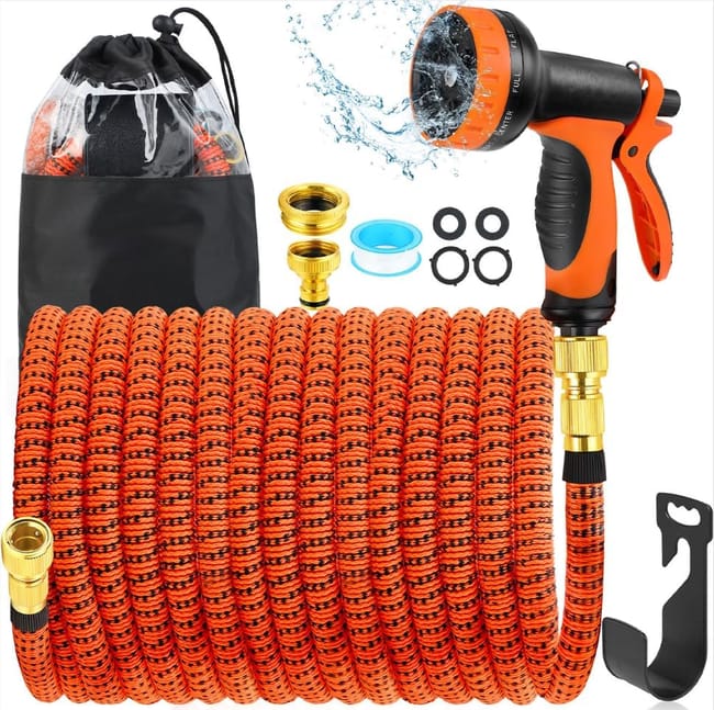 Tuyau D'Arrosage Extensible 30 M Avec Pistolet Pulvérisateur, Tuyau Extensible Anti-emmêlement Avec Raccords 19 Mm Et 12 Mm (sku Produit : 96505404 Sku Offre : Mkh25.6.26-12)