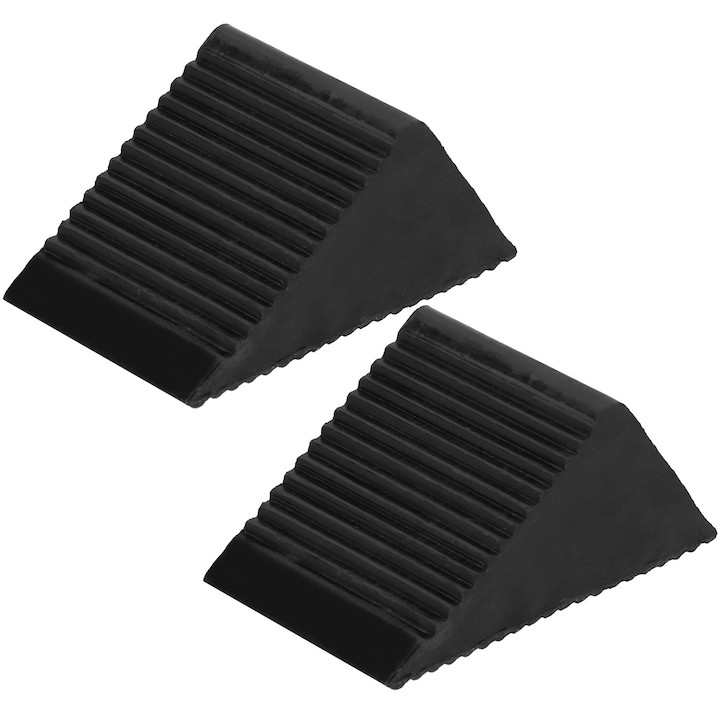 Set 2 Bucati Opritoare Roti Auto Din Cauciuc, Negru, 12.5x7.5x6cm