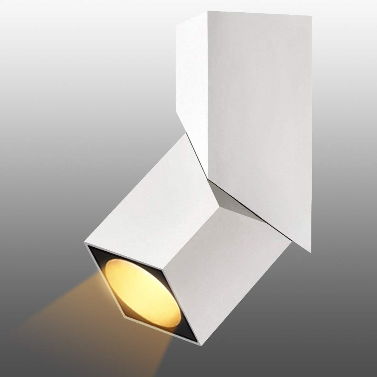 12w Plafonnier Spots Led Barre De Spots Orientable Spots De Plafond Industriel 355 Degrés Pivotant Pour Interieur Bureau Salon Cuisine Salle,lumière Blanc Chaud,aluminium (blanc)