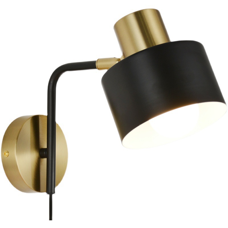 Applique Murale Avec Prise, E27 Applique Chambre Avec Interrupteur, Câble De 1,4 M, Rotatifs 360° Lampe De Chevet Murale En Métal