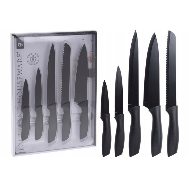 Piece Black Knife Set
