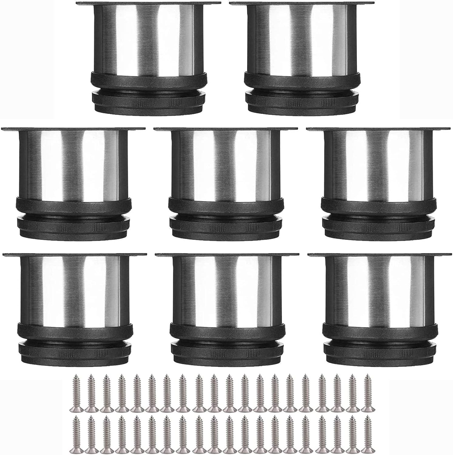 Jeu De 8 Patas Ajustables Para Muebles, 5 Cm, Patas Para Muebles, Patas Ajustables Para Cocina, Ø 50 Mm/altura 50 Mm, Redondas, De Metal, De Acero Inoxidable