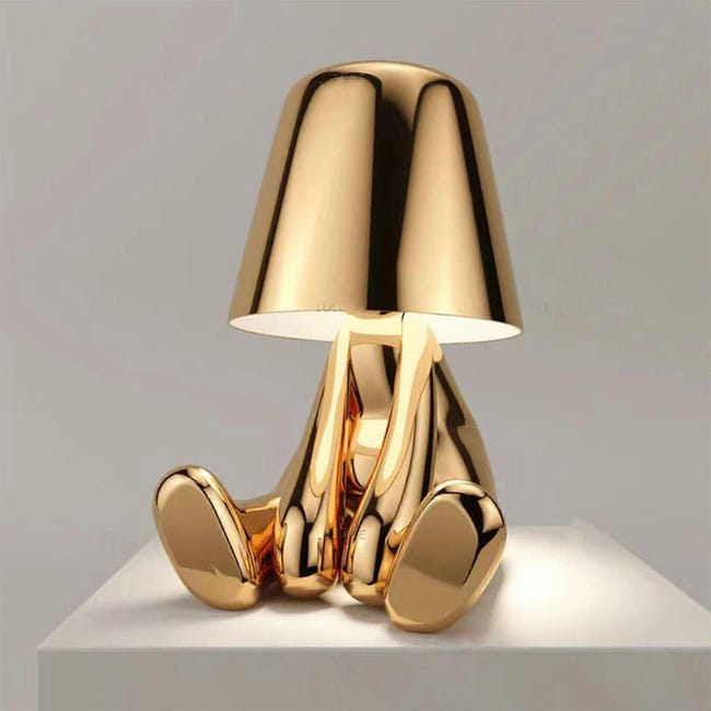 Veilleuse Golden Man, Lampe De Chevet À Intensité Variable À 3 Niveaux, Éclairage Tactile, Statue De Penseur 3d, Lampe De Table Led Rechargeable (sku Produit : 95210222 Sku Offre : Lehuamwj1357)