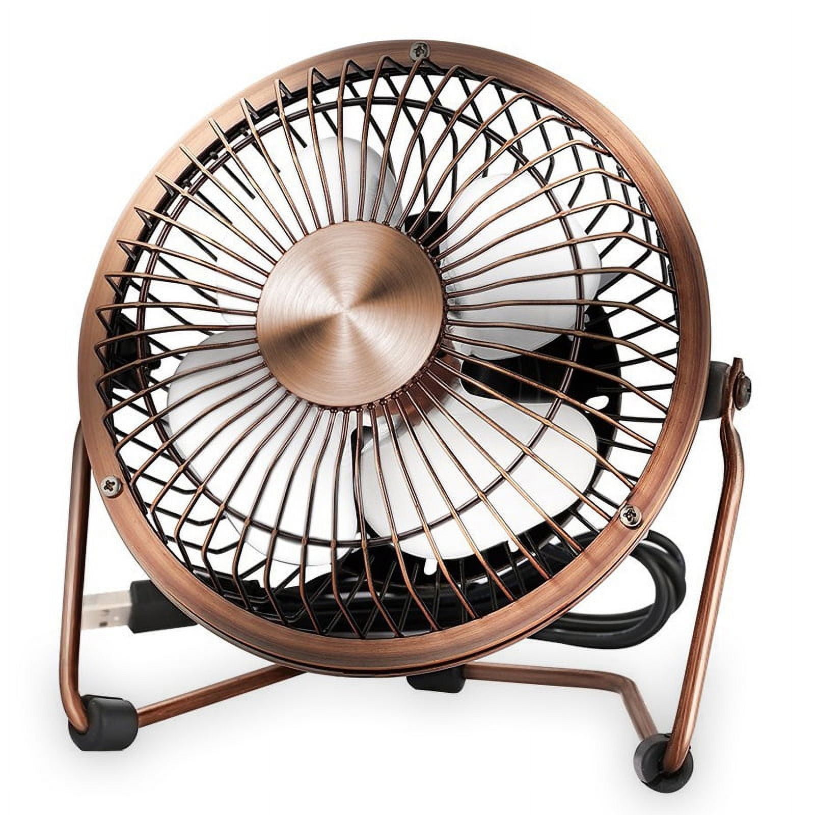 Mini Flexible Usb Desk Fan 360° Rotation Desk Fan With Metal Shell Usb Quiet 4 Inch For Home Office Laptops Pc Computer Bronze