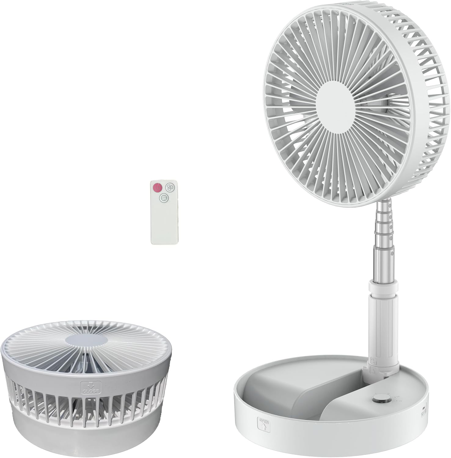 Ventilateur Sur Pied Pliable 8 Pouces, Rechargeable Silencieux Télécommande Réglable