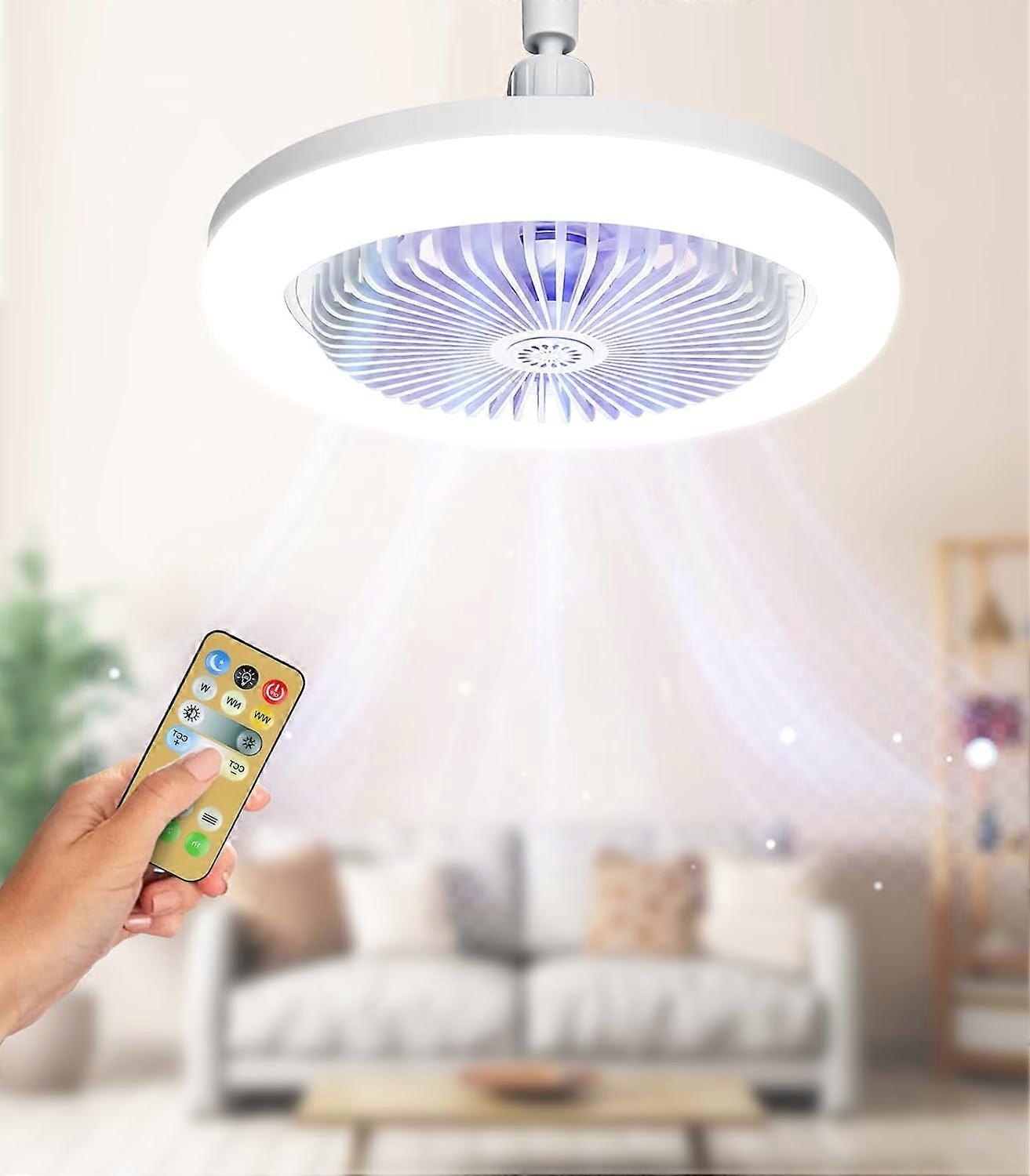Ventilateur De Plafond Avec Éclairage Et Télécommande, Plafonnier Avec Ventilateur Et Éclairage Réglable 3 Couleurs, Ventilateur De Plafond Silencieux À 3 Vitesses Pour Salon, Chambre, Buanderie