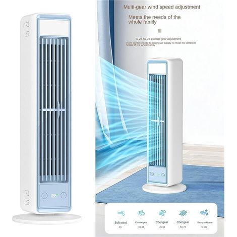 Ventilateur Tour Intelligent Silencieux Oscillant Usb Rechargeable Télécommande 4 Vitesses Led Affichage Ventilateur Maison Bureau Chambre Été