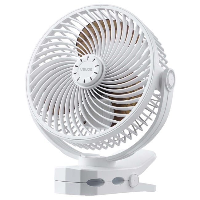 Ventilateur À Pince Portable Vevor, Ventilateur Rechargeable Par Usb-c, 3 Vitesses Et 1 Mode De Ventilation Cyclique, Pour Bureau, Camping