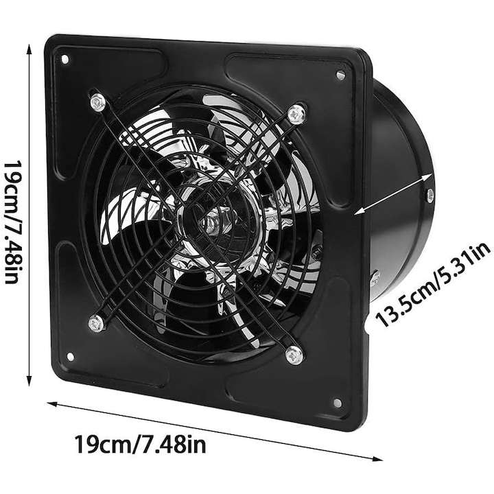 Ventilator De Extractie, Qttvbtna, 40w, Metal, Alb/negru, 19x19x13,5cm