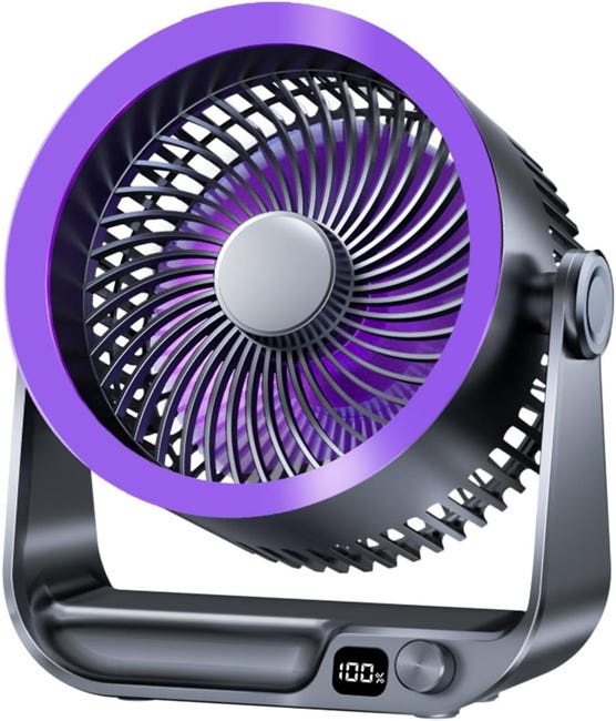 Ventilateur Usb Silencieux Avec Refroidissement Puissant, 10 Vitesses Réglables À 180° Avec Écran Led Et Fonction De Montage Mural