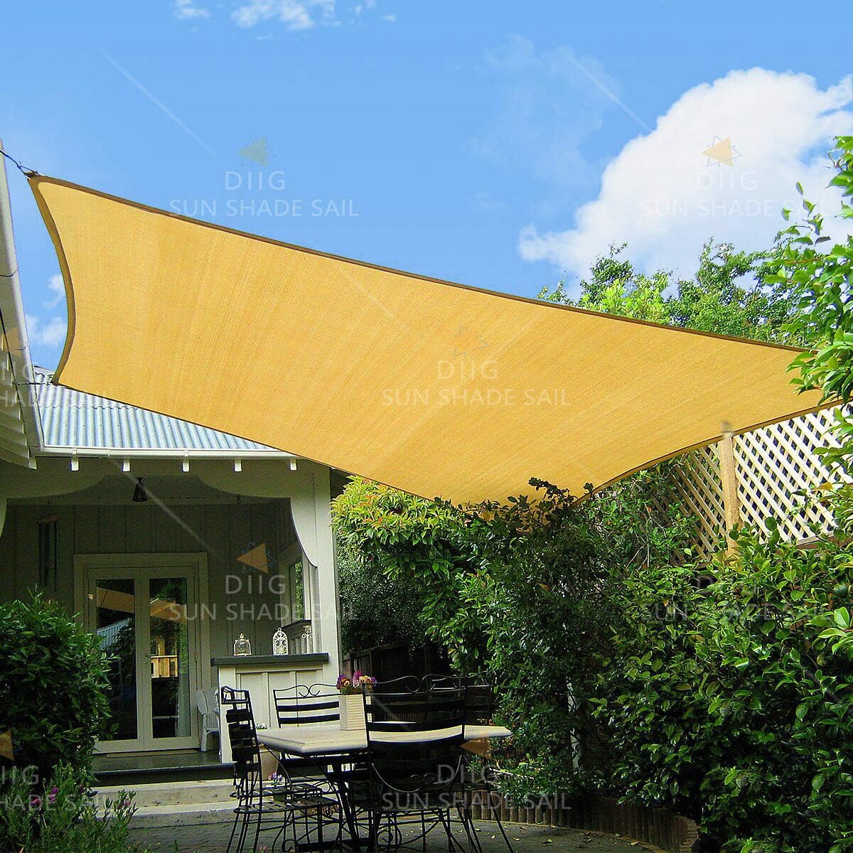 10' X 13' Rectangular Shade, Parasol Balcony Patio Garden Pool Deck Hdpe Fabric Shade Sail, Color Sand