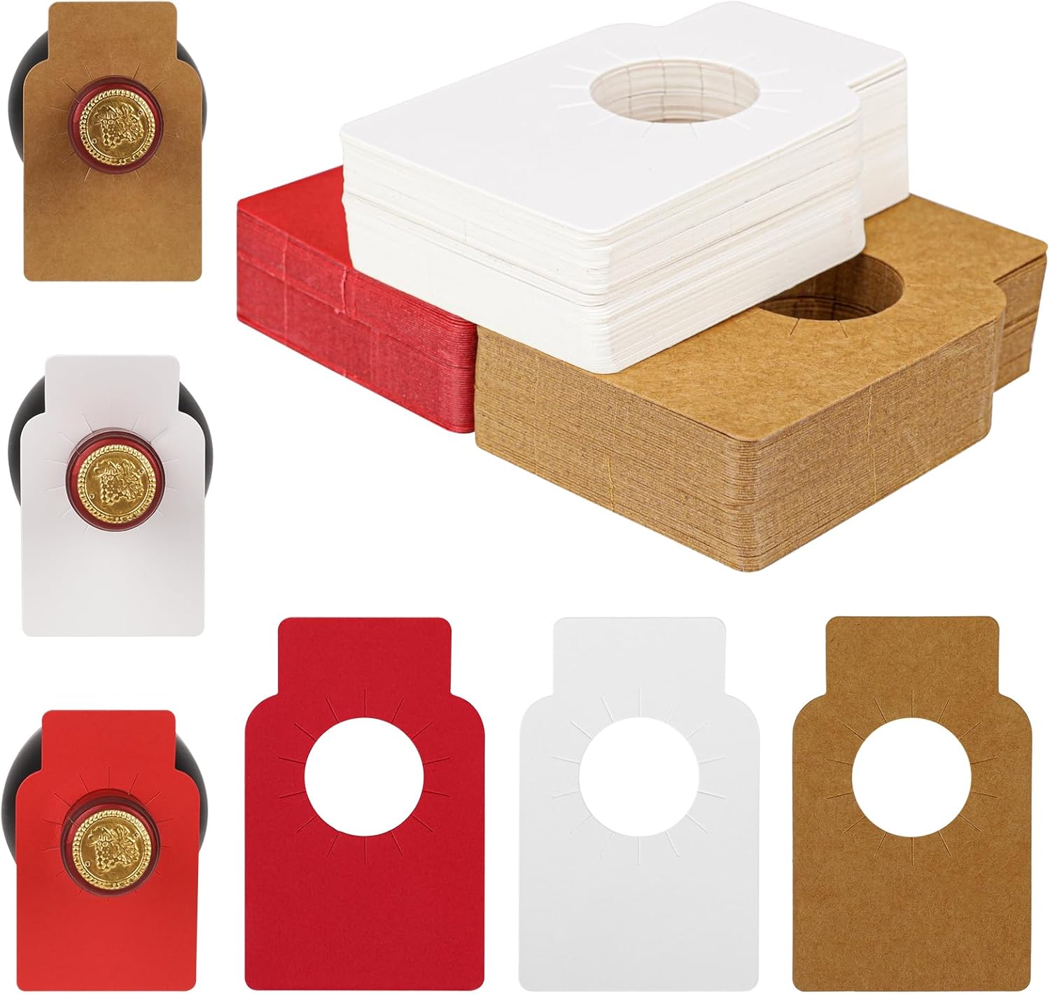 150 Étiquettes En Papier Pour Bouteilles De Vin, Étiquettes De Cave À Vin, 3 Couleurs, Étiquettes À Suspendre Réutilisables Pour Casiers À Vin, Étiquettes Rouges Double Face Pour Goulot De Bouteille,