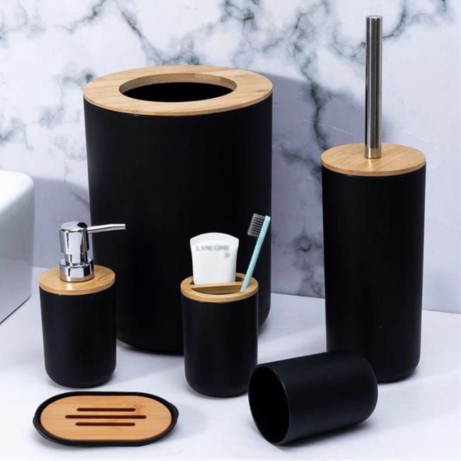 Ensemble D'Accessoires De Salle De Bain 6pcs Avec Distributeur De Lotion, Porte-brosse À Dents, Gobelet À Brosse À Dents, Porte-savon