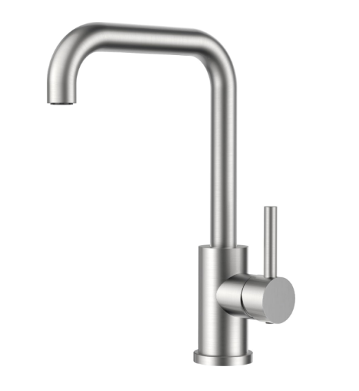 Robinet Cuisine, Mitigeur Cuisine Pivotant À 360, Acier Inoxydable, Forme En L Monolevier Pour 1 Trou, Avec Tuyau G3/8