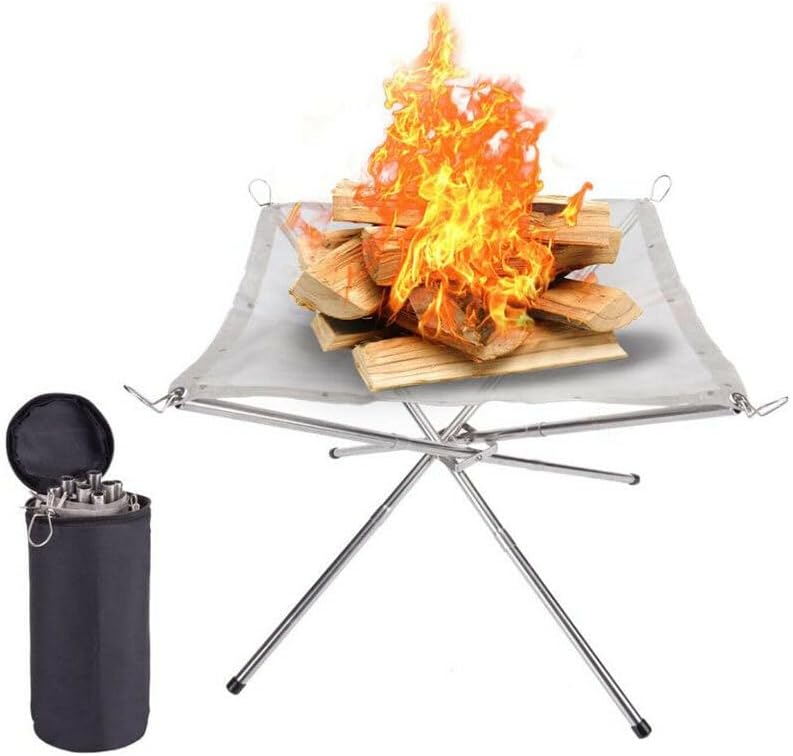 Support De Feu De Camp Portable En Acier Inoxydable Pour Poêles À Bois, Moyen, 42 X 42 X 34 Cm, Maille 201 + 304