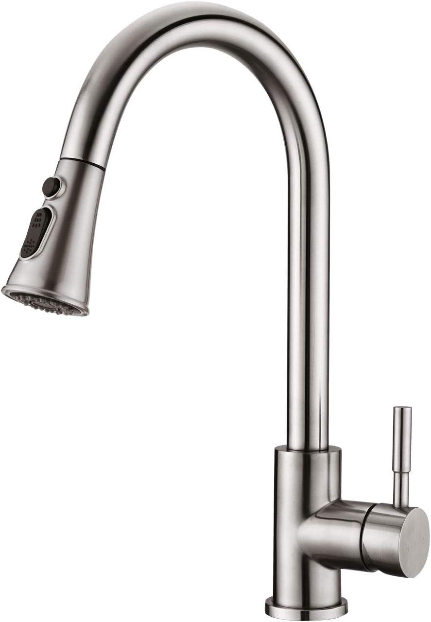 Robinet De Cuisine - Mitigeur Cuisine Rotatif À 360°avec Douchette Extensible, De Pulvérisation Robinet D'Évier En Acier Inoxydable (nickel Brossé)
