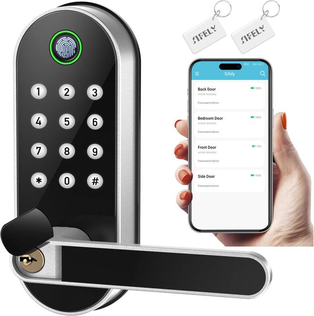 Serrure Intelligente Sans Clé : Empreinte Digitale Biométrique, Clavier Et Mot De Passe Numérique (sku Produit : 96442629 Sku Offre : Lehua25.5.26-28)