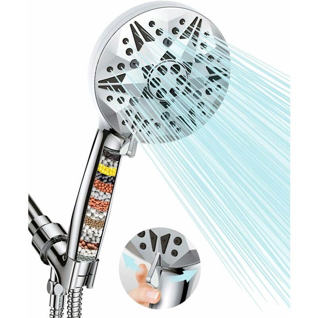 Pommeau De Douche Filtré, Pomme De Douche Haute Pression 10 Modes Avec Filtres À 15 Étapes, Pomme De Douche À Main Amovible Avec Tuyau De 79 Pouces (sku Produit : 94199179 Sku Offre : 1227liu18)