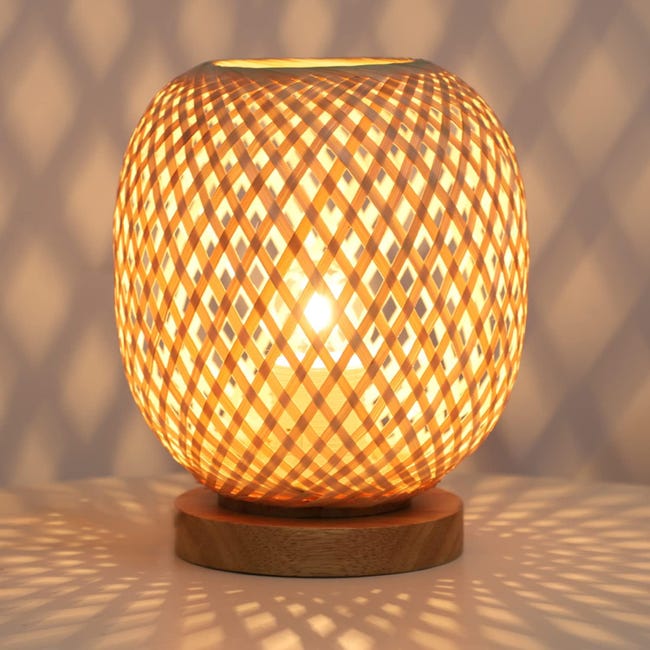 Lampe De Table Dimmable En Rotin - Petite Table De Chevet En Osier