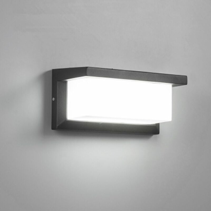 Applique Murale Extérieur Moderne Led 12w Étanche Ip65 En Aluminium Anthracite Eclairage Décoration Lumière Pour Cour Jardin Terrasse Proche Mur Pathway Patio Villa Couloir Blanc Froid [classe Énergét