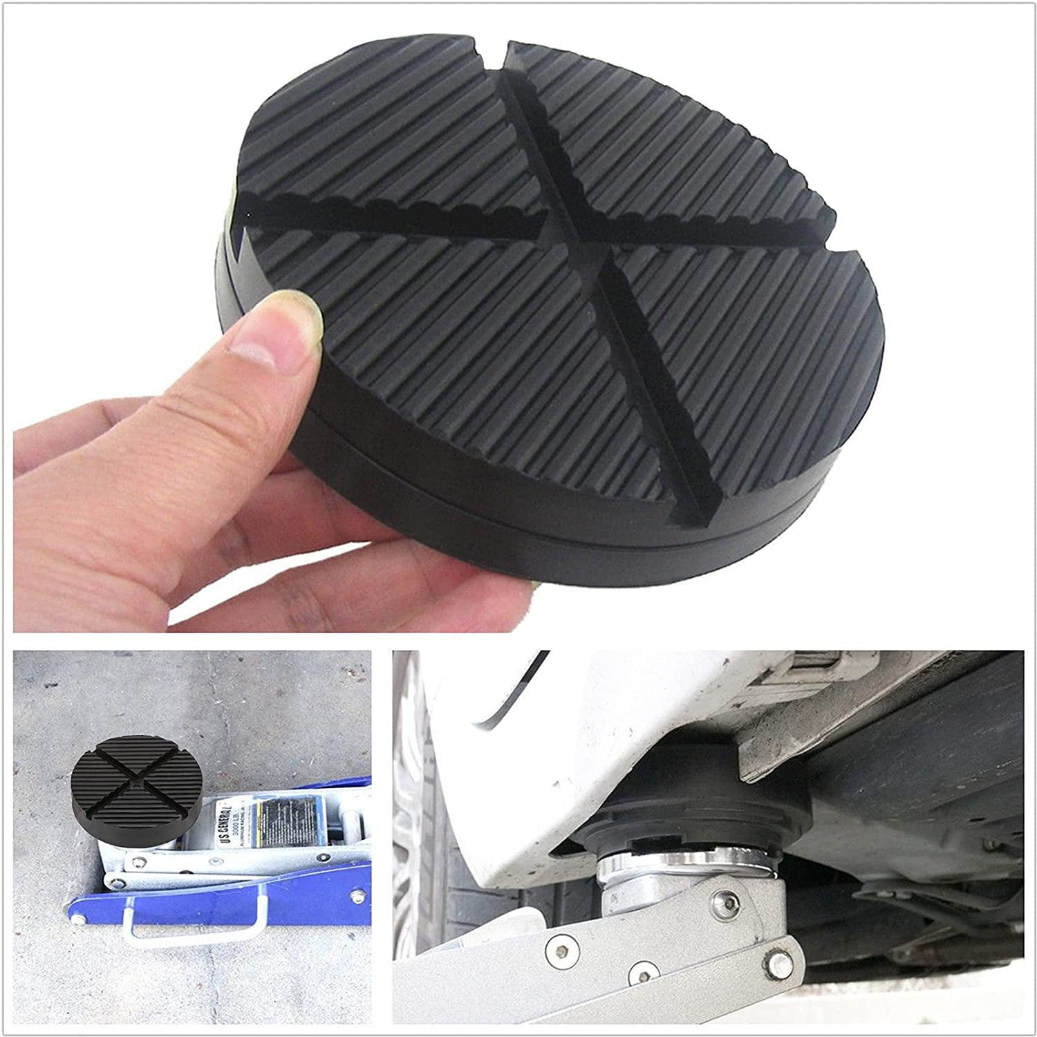 Patins Auto-agrippants Pour Cric - Design À Fentes Croisées - Protection Rail 125 Mm - Adaptateur Universel