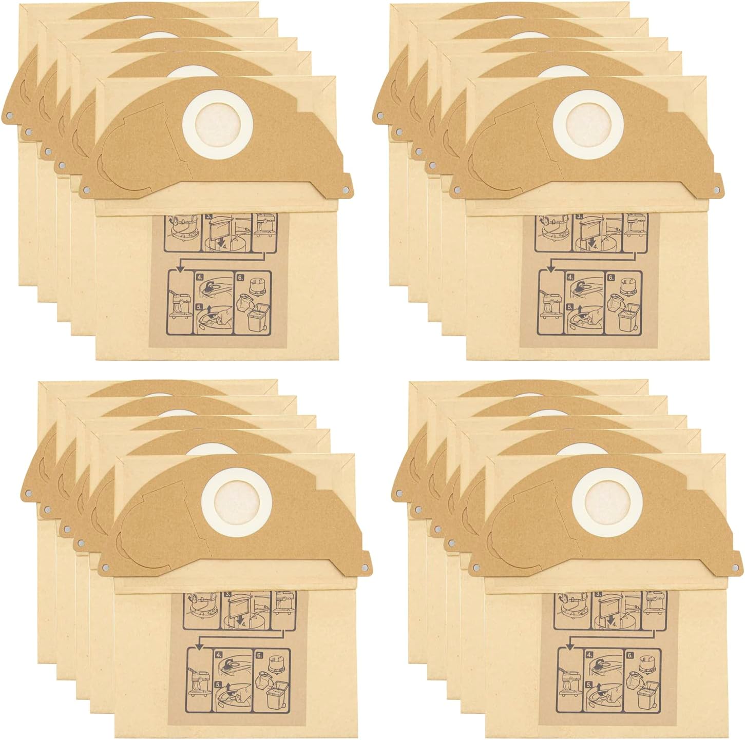 20 Kfi 222 Sacs Filtre Remplacement Pour Aspirateur Karcher Wd2 Mv2 Wd 2.200 Wd2250 A2004 A2054 A2099, 6.904-322.0