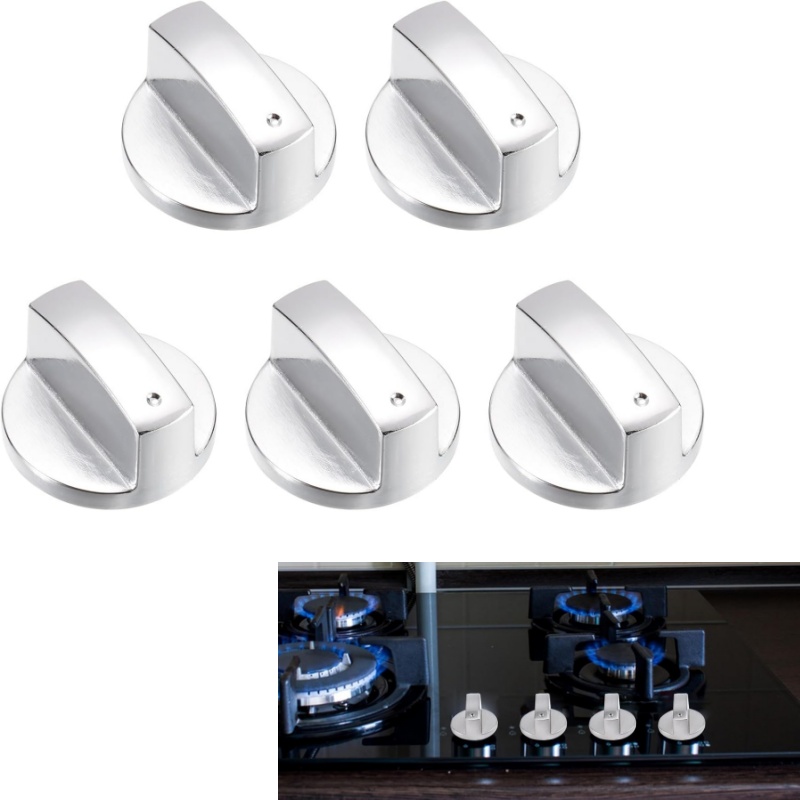 Uxcell Lot De 5 Boutons De Cuisinière À Gaz, Boutons De Remplacement Universels De 6 Mm, Interrupteur De Surface En Métal Durable Pour Plaques De Cuisson, Cuisinières À Gaz Et Divers Fours (couleur Ar