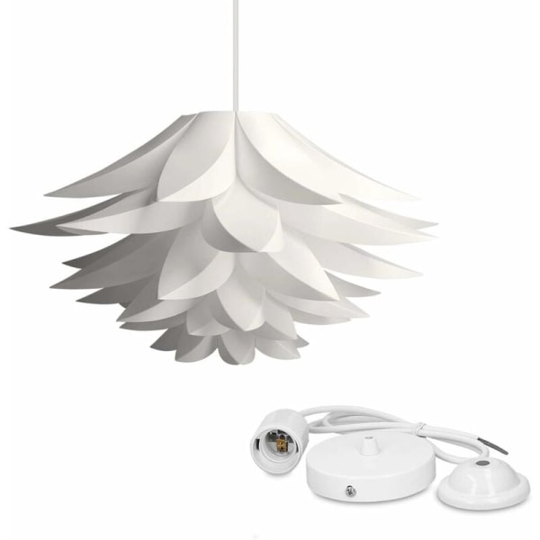 Pussel Hängande Lampskärm Lotus Flower Diy Takljus Vit Pussel Ljuskrona Skärm 45 Cm Vardagsrum Cafe Rest