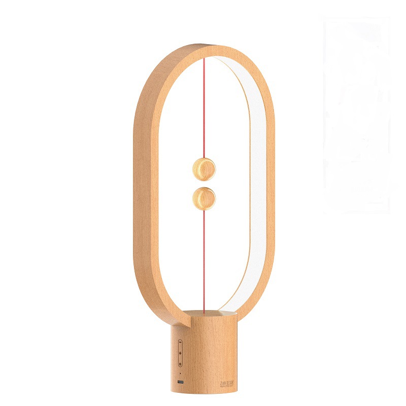 Équilibre Magnétique Demi-air Led Lampe De Bureau Lévitation Magnétique Équilibre Lumière De Lecture Veilleuse Charge Couleur Du Bois