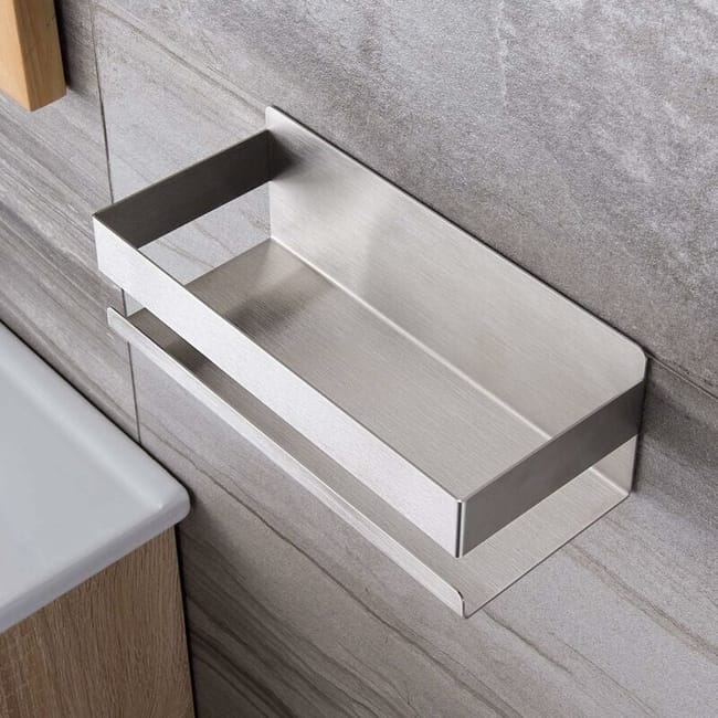 Étagère De Douche Auto-adhésif Panier De Douche Sans Perçage Etagère De Salle De Bain Acier Inoxydable