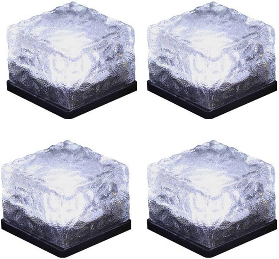 Led Ice Cube Lights,solar Glass Brick Light,led Landscape Light Buried Light Square Cube,frosted Glass Light For Outdoor Path Road Yard Christmas 4 Pcs(cold White)